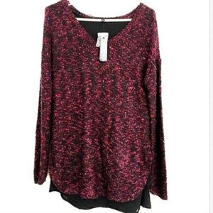 Apt 9 Tunic Sweater Purple Black Sequin Layered